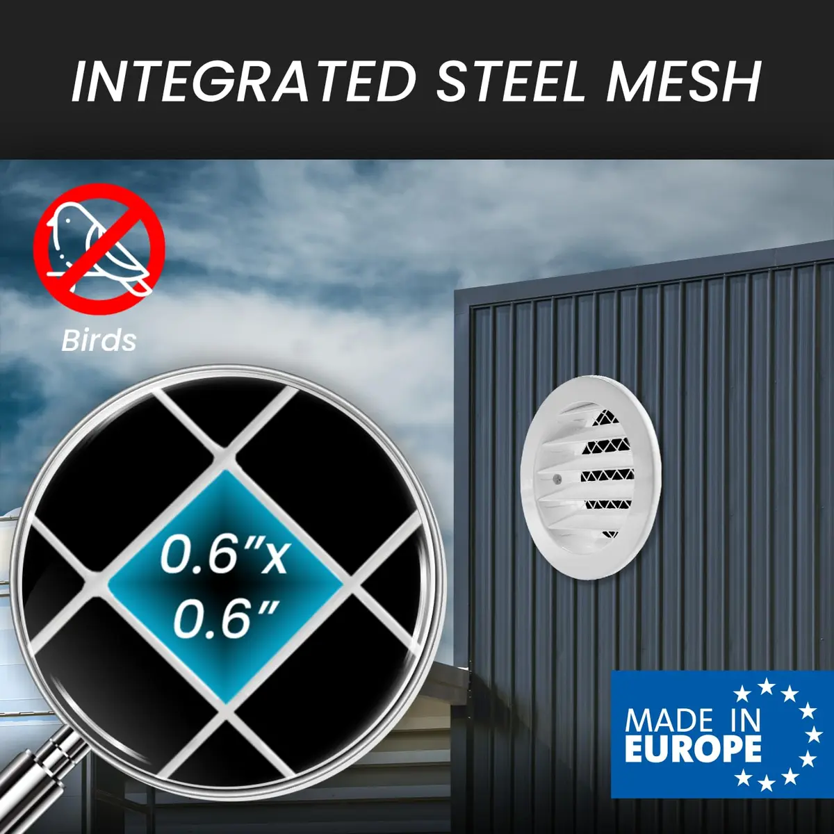 Repa Market 10 Inch (25.4 cm) White Aluminum Alloy Gable Vent with Mesh Screen | Heavy-Duty Outdoor Air Return Grille - view 4
