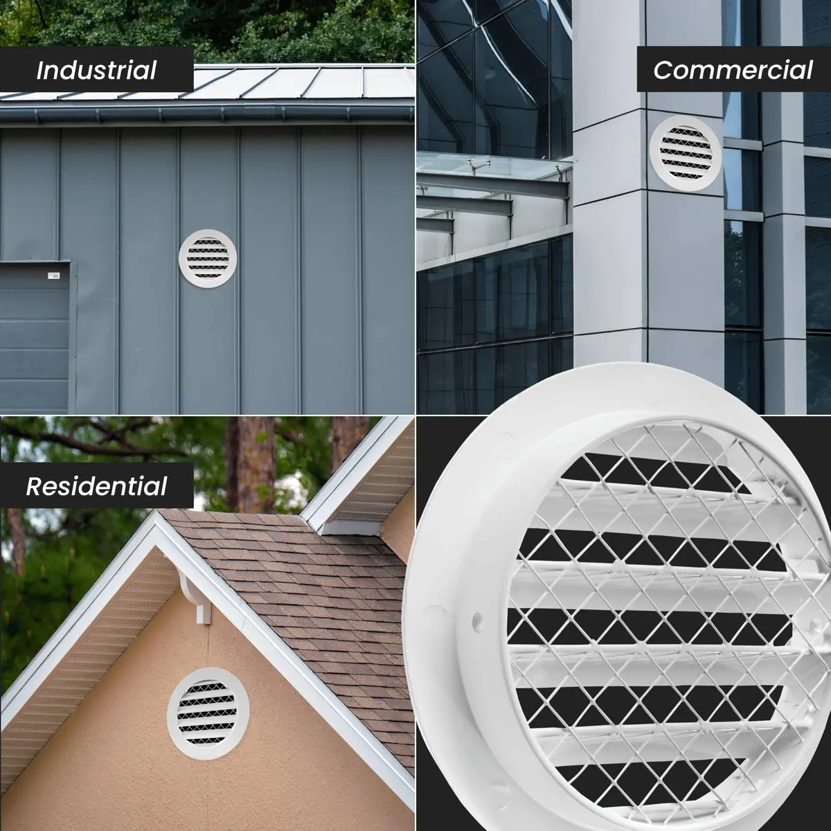 Repa Market 10 Inch (25.4 cm) White Aluminum Alloy Gable Vent with Mesh Screen | Heavy-Duty Outdoor Air Return Grille - view 5