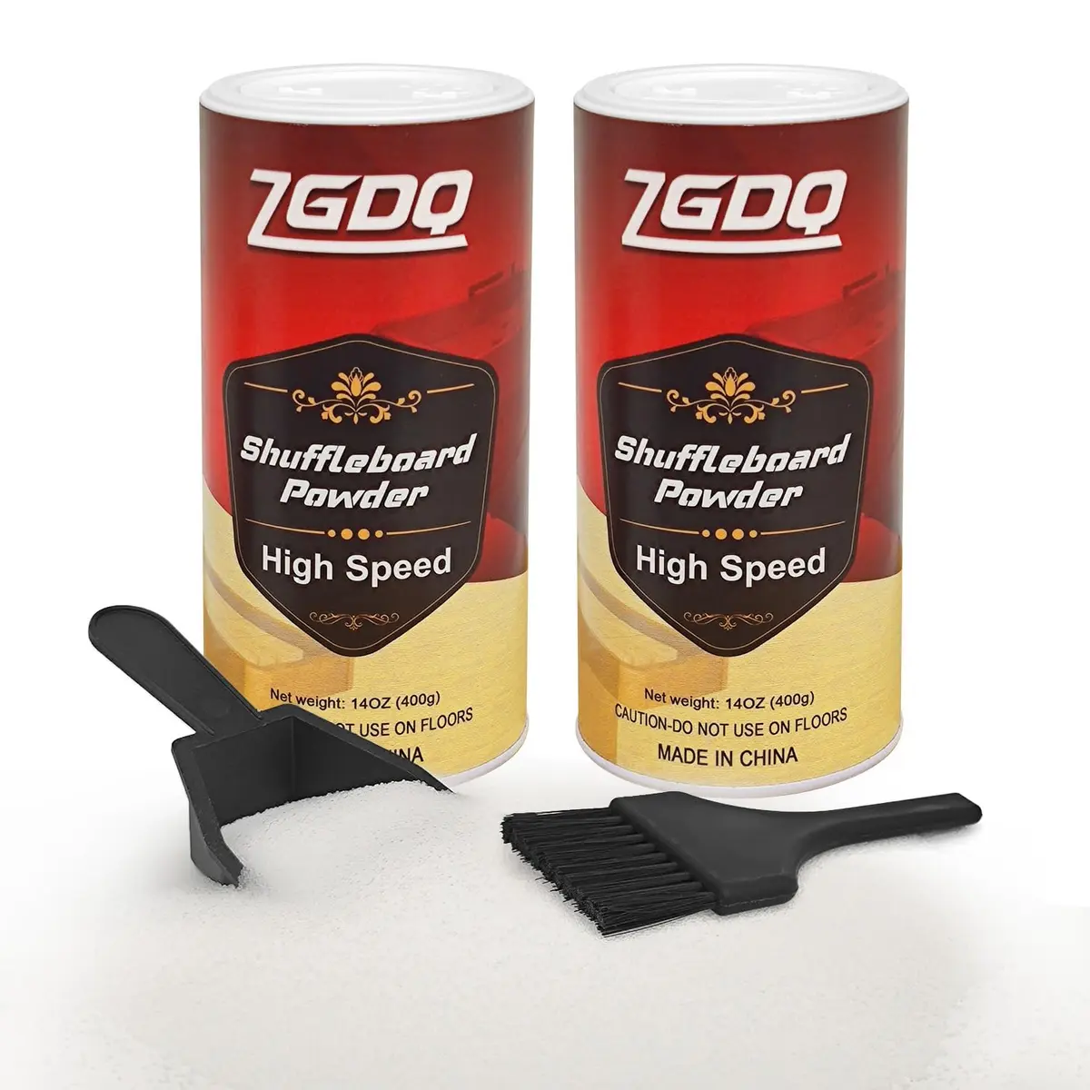 ZGDQ Shuffleboard Powder Set | 2 Cans 14oz & Mini Broom for Table Games - main product image