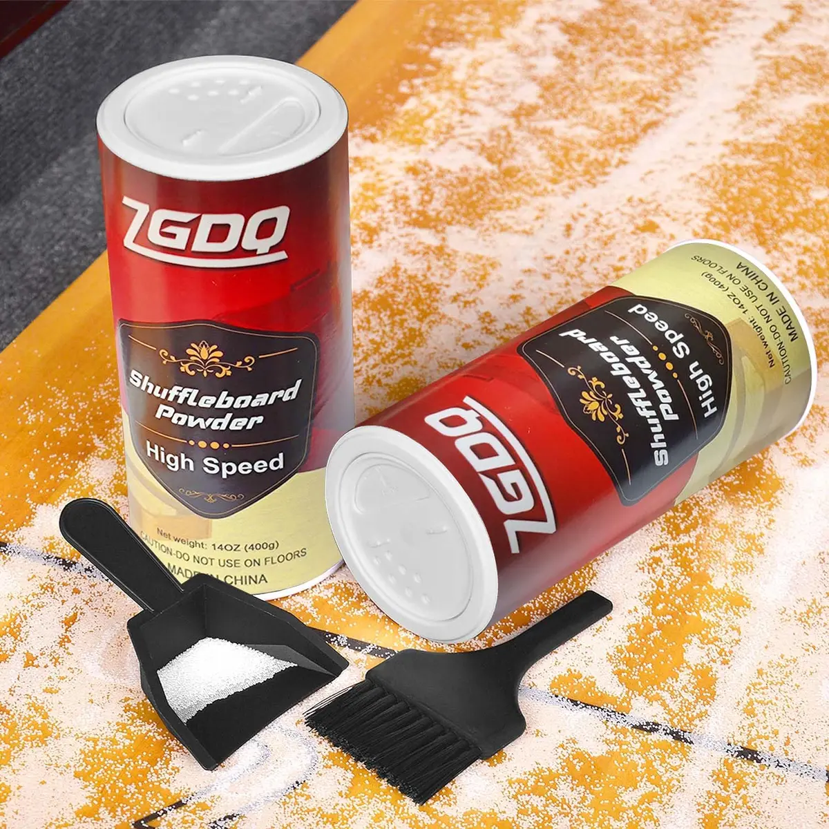 ZGDQ Shuffleboard Powder Set | 2 Cans 14oz & Mini Broom for Table Games - view 3