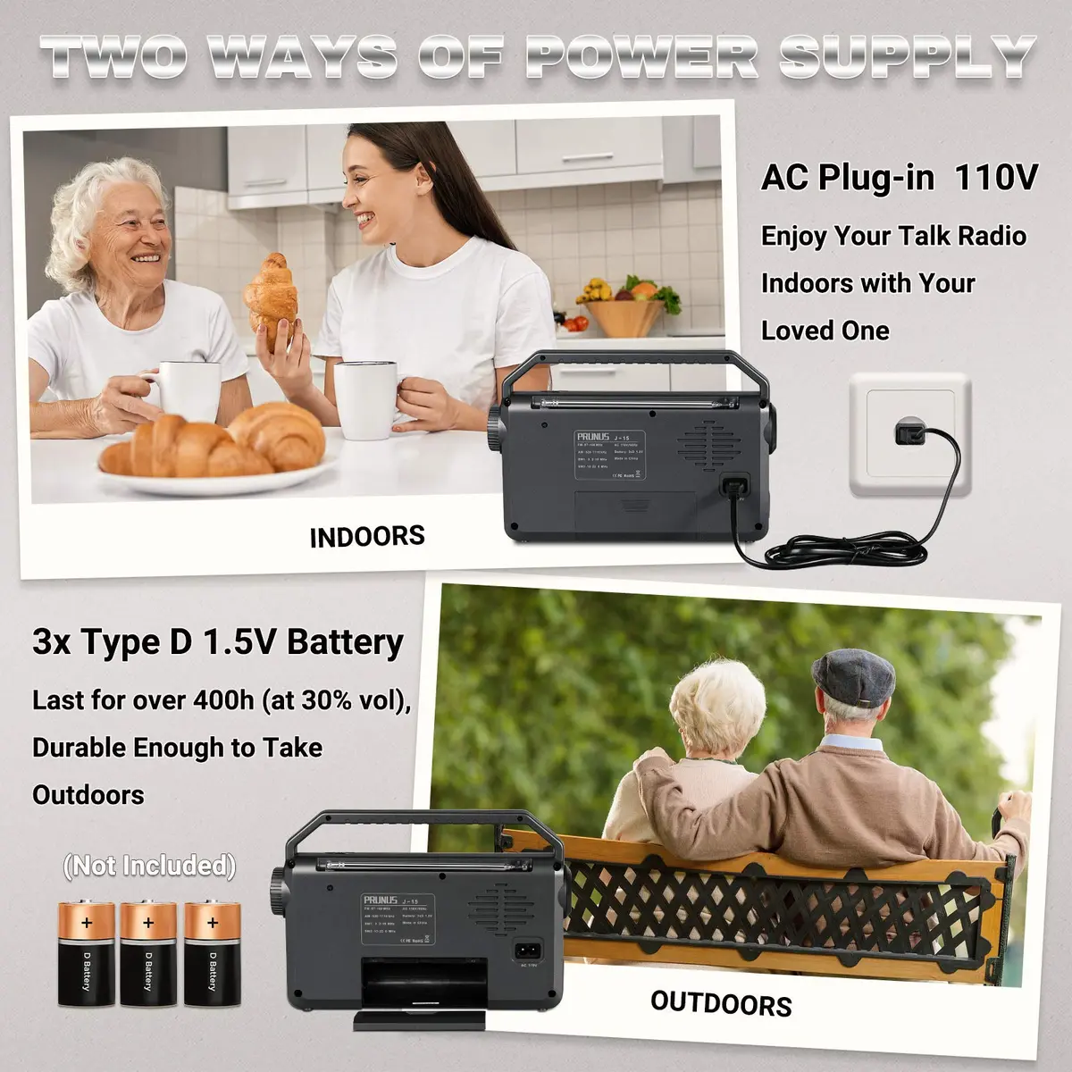 PRUNUS NOAA Weather AM FM Portable Radio | Emergency NOAA Weather Radio with Flashlight & Earphone Jack - view 4