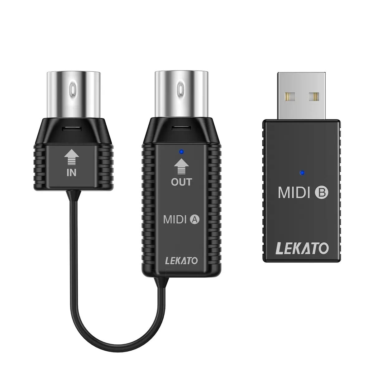 LEKATO Wireless MIDI Adapter Bluetooth 5-PIN DIN with USB, Low Latency Rechargeable for Synthesizer, Digital Piano Keyboard to Mac OS/iOS/Windows | USB MIDI Controller for Music Production - main product image