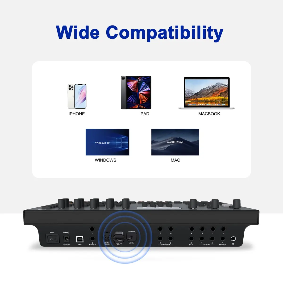 LEKATO Wireless MIDI Adapter Bluetooth 5-PIN DIN with USB, Low Latency Rechargeable for Synthesizer, Digital Piano Keyboard to Mac OS/iOS/Windows | USB MIDI Controller for Music Production - view 6