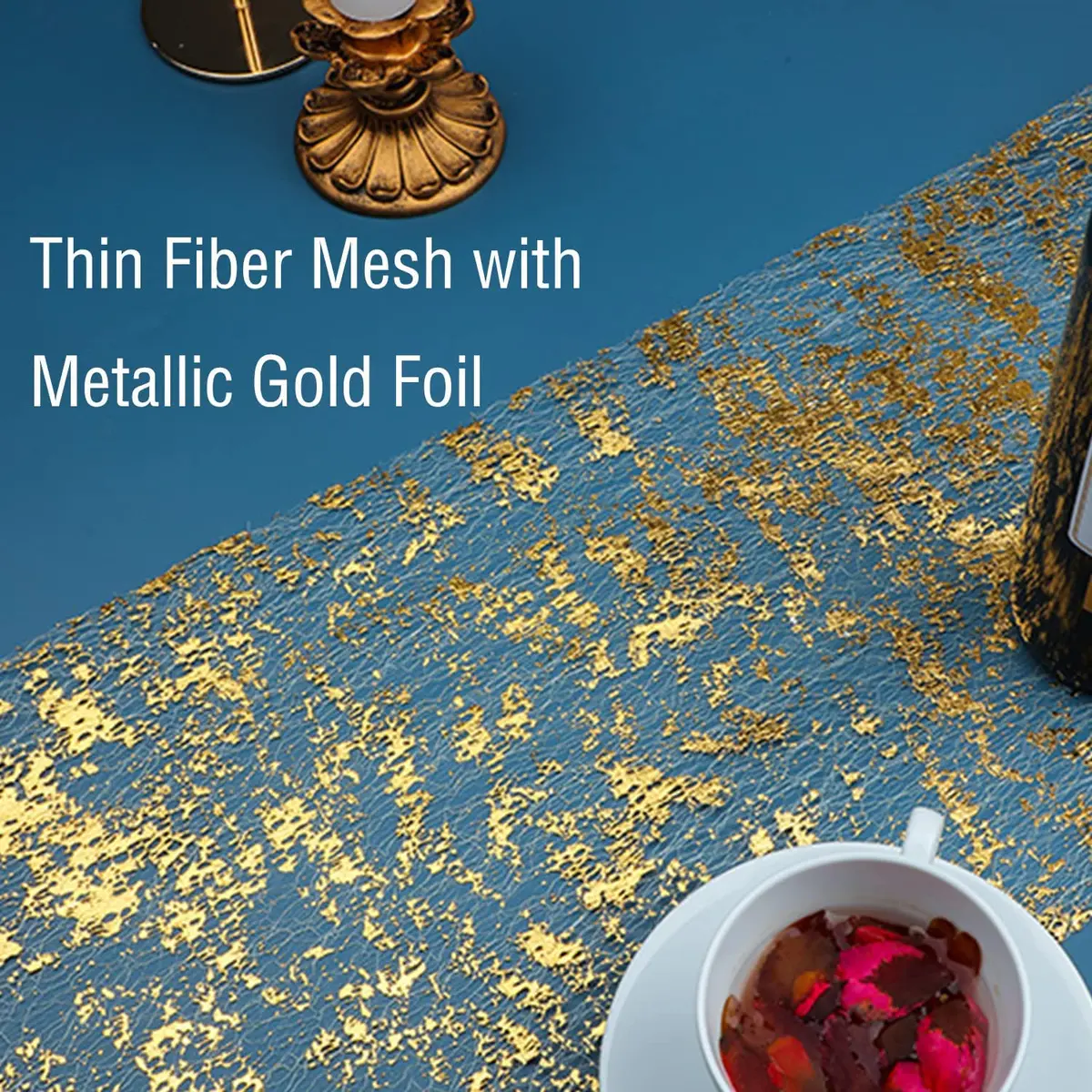 Snowkingdom 2 Pcs Gold Table Runner 55.9 cm (22 in) x 274.3 cm (108 in) | Festive Glitter Sparkle for Parties & Events - view 2
