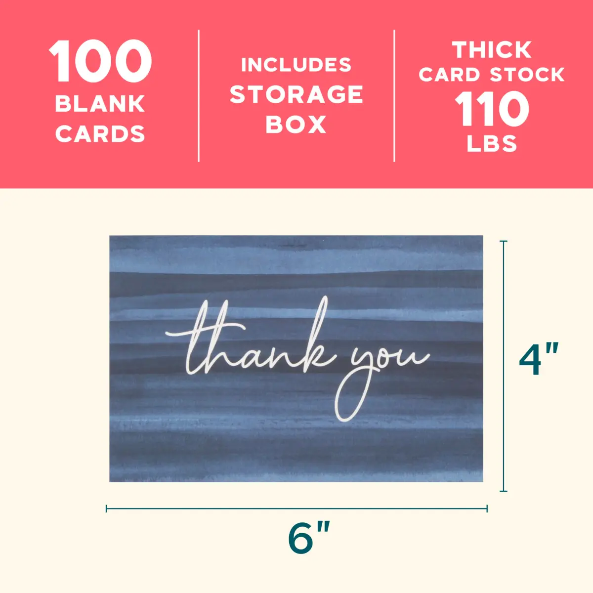 VNS Creations Ombré Thank You Cards With Envelopes 100 Pack 4 x 6 Inch | Blank Inside, Premium Cardstock - view 5