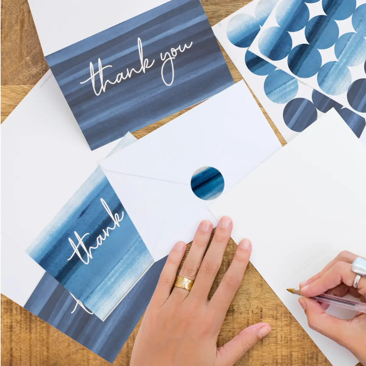 VNS Creations Ombré Thank You Cards With Envelopes 100 Pack 4 x 6 Inch | Blank Inside, Premium Cardstock - view 7