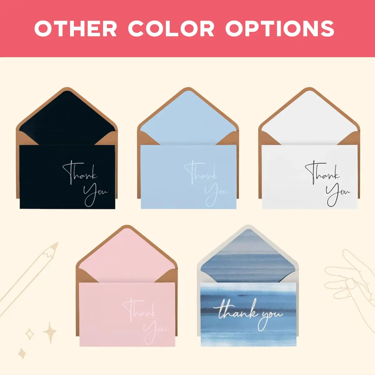 VNS Creations Ombré Thank You Cards With Envelopes 100 Pack 4 x 6 Inch | Blank Inside, Premium Cardstock - view 9