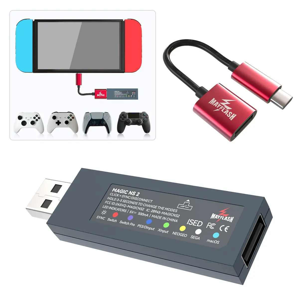 Mayflash Magic NS 2 Wireless Bluetooth USB Adapter for Switch & PC | Supports Xbox & PS5 Controllers - view 3