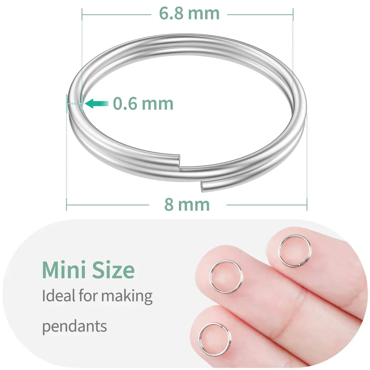 Uniclife 8 mm Metal Split Jump Rings 500 PCS | Durable Jewelry Connectors for DIY Crafts - view 2