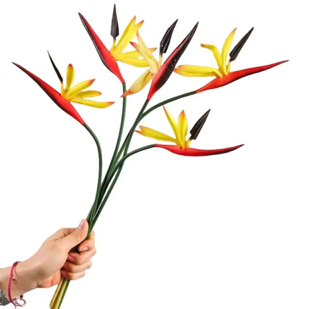 Corkwaw 8 Pack Artificial Bird of Paradise Flowers 55 cm (21-1/2 Inch) | Realistic Yellow Tropical Decor - main product image