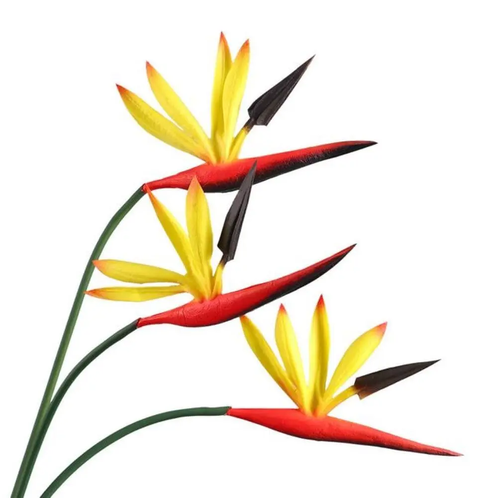 Corkwaw 8 Pack Artificial Bird of Paradise Flowers 55 cm (21-1/2 Inch) | Realistic Yellow Tropical Decor - view 5