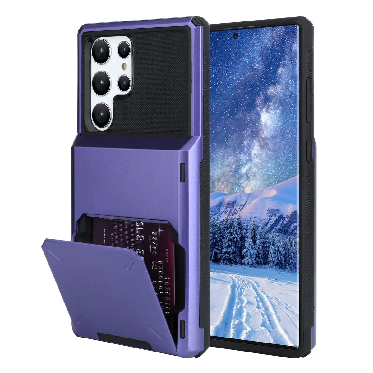 Marphe Wallet Case for Samsung Galaxy S22 Ultra with 4 Card Credit Holder | Double-Layer Shockproof & Card Slot - main product image
