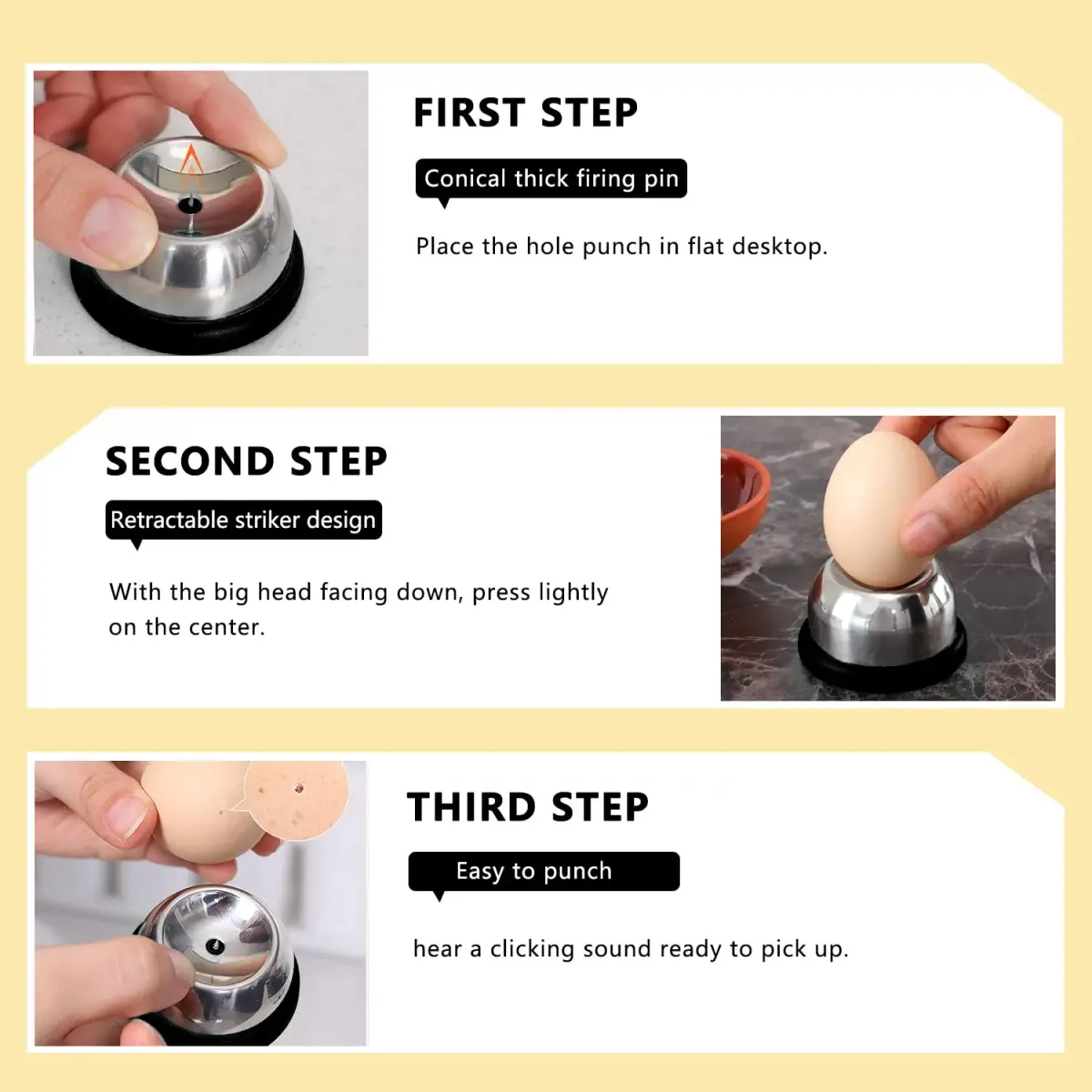 MIATTCLD Egg Piercer Stainless Steel Needle Egg Punch 26g (0.92 oz) | Prevents Breakage & Eases Peeling - view 6