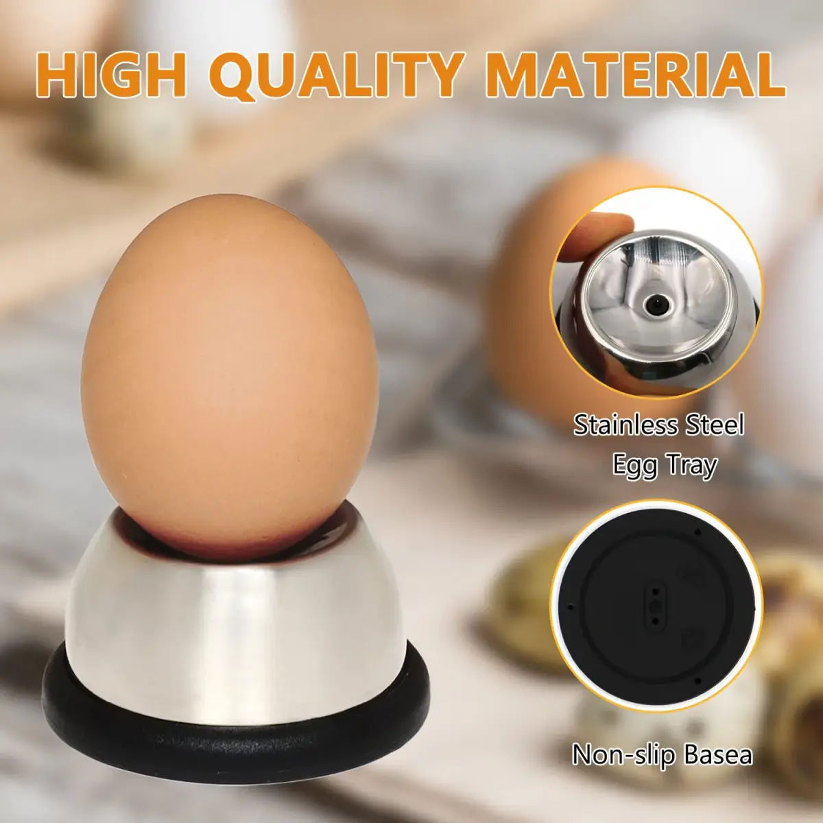 MIATTCLD Egg Piercer Stainless Steel Needle Egg Punch 26g (0.92 oz) | Prevents Breakage & Eases Peeling - view 2