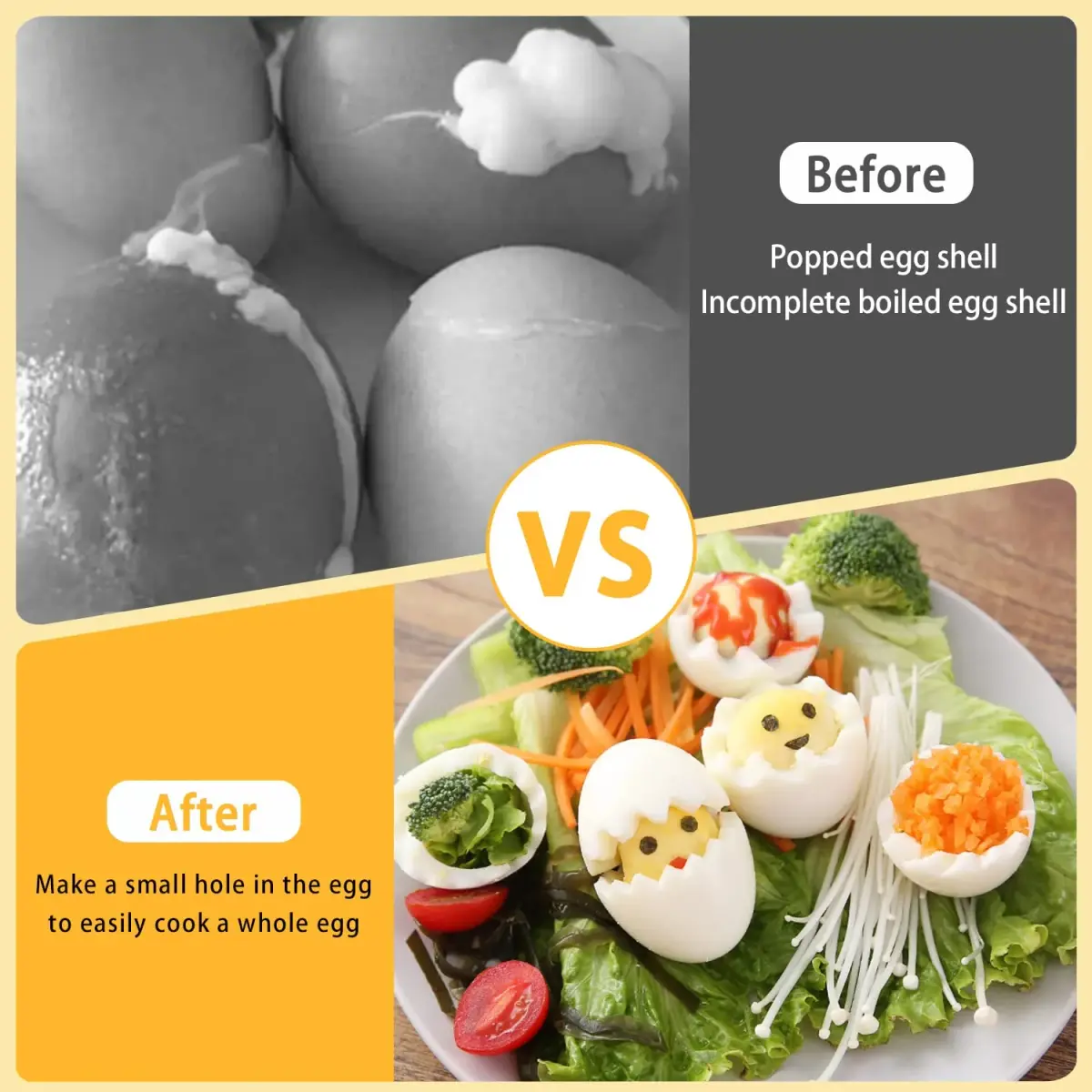 MIATTCLD Egg Piercer Stainless Steel Needle Egg Punch 26g (0.92 oz) | Prevents Breakage & Eases Peeling - view 4