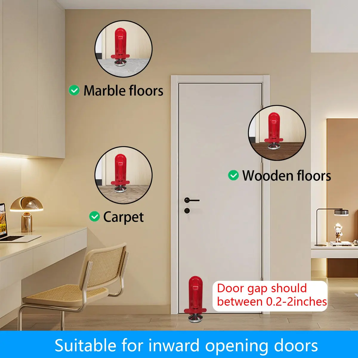 MIMIRACLE Portable Door Lock for Travel & Hotel Security Device, Red | 0.31 kg (0.68 lb) - view 4