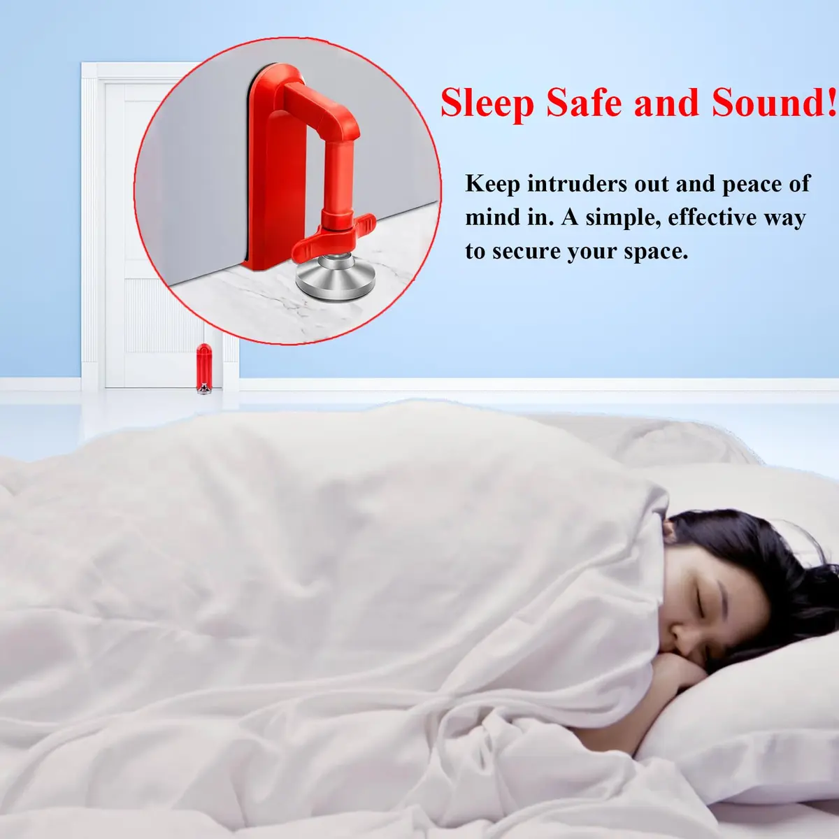 MIMIRACLE Portable Door Lock for Travel & Hotel Security Device, Red | 0.31 kg (0.68 lb) - view 2