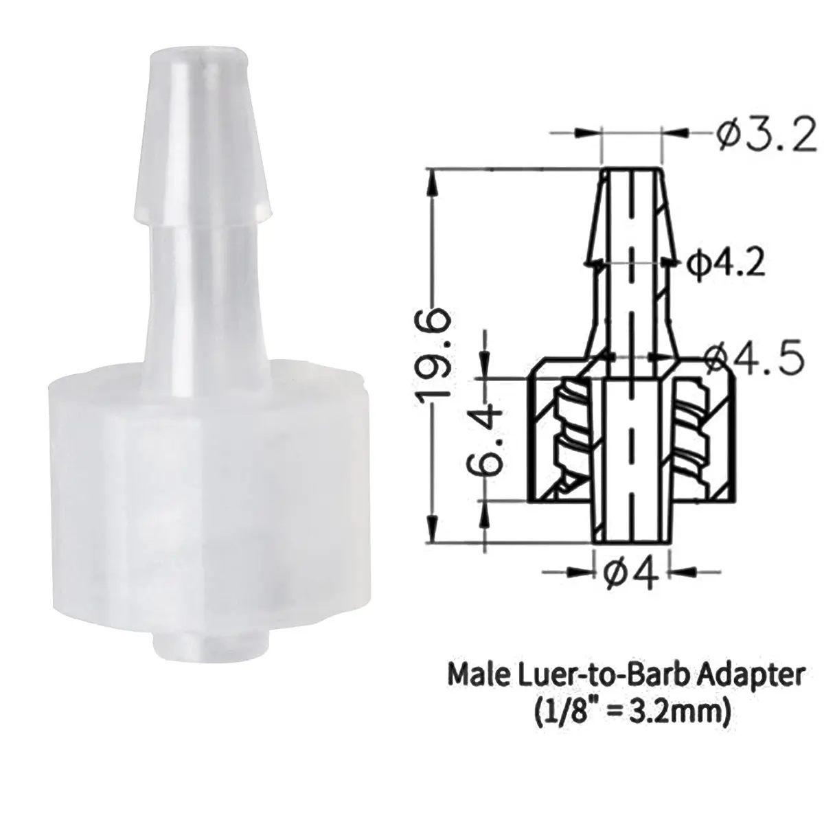 MEETOOT 10pcs Luer-to-Barb Adapter Male Luer with Lock Ring 1/8" Hose Barb Screw for Laboratory & Food Machinery - view 5