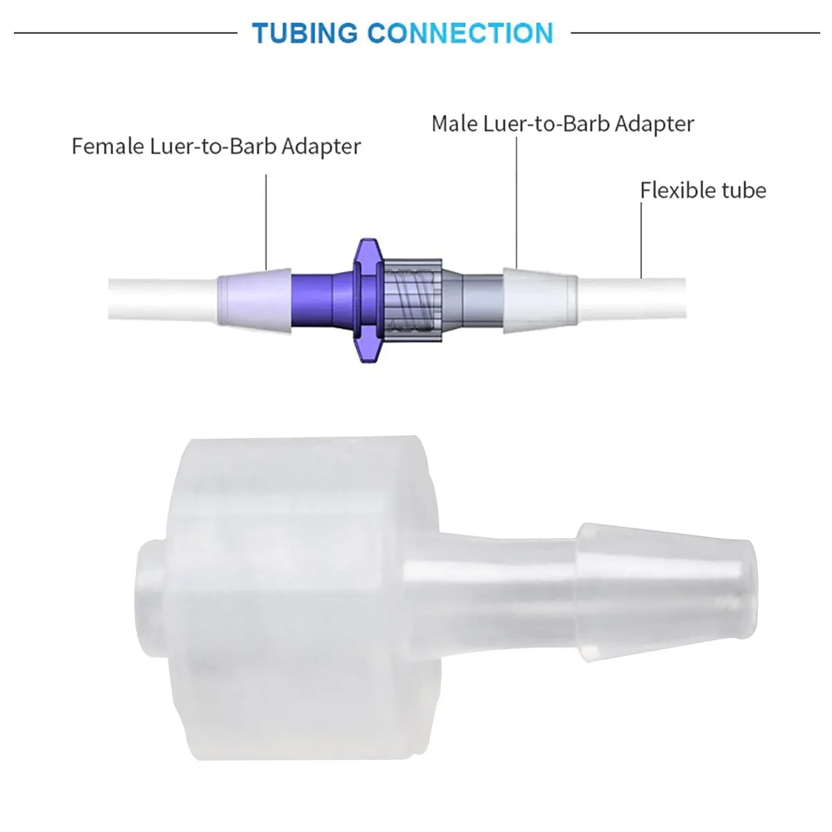 MEETOOT 10pcs Luer-to-Barb Adapter Male Luer with Lock Ring 1/8" Hose Barb Screw for Laboratory & Food Machinery - view 6