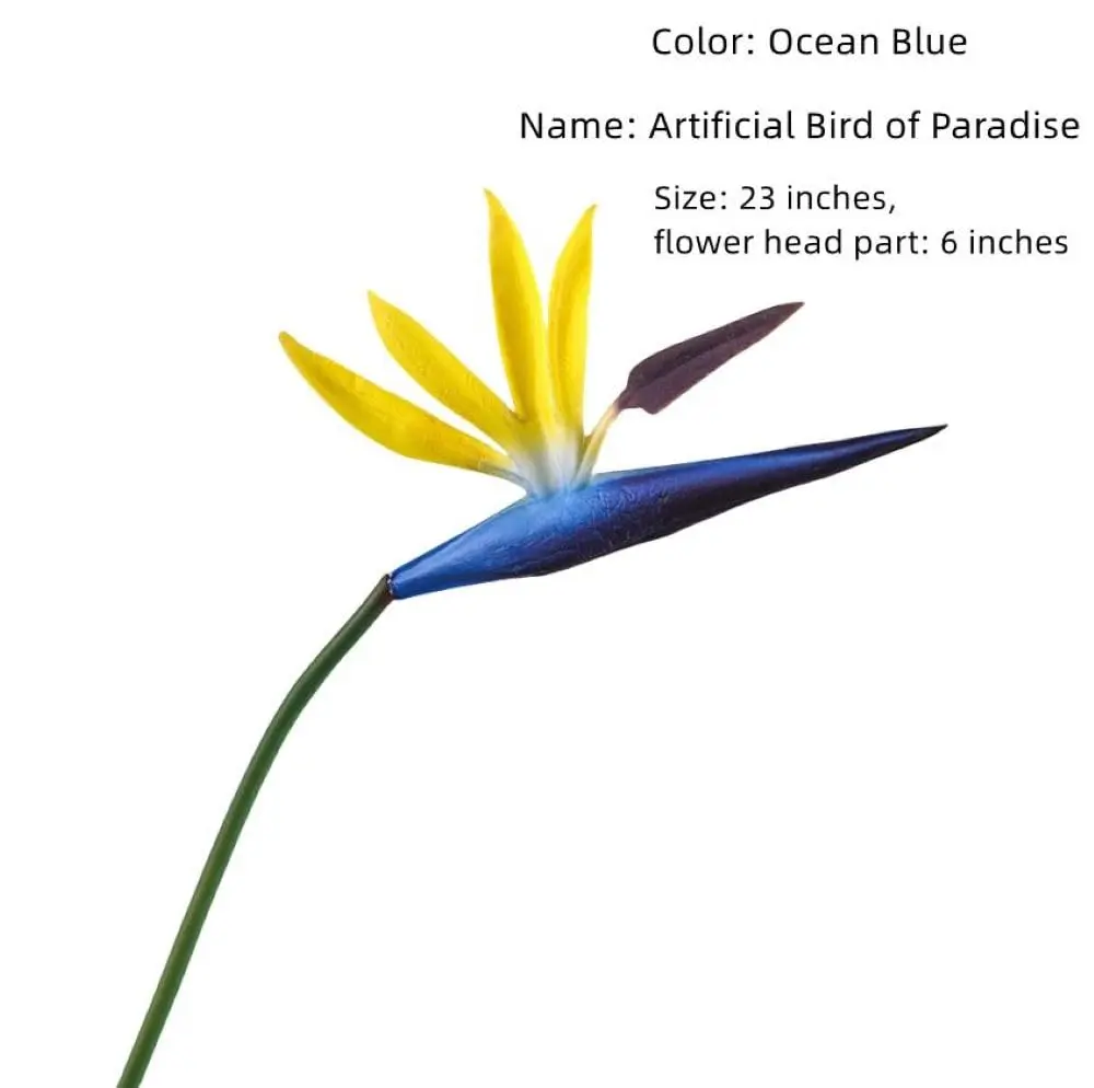 Corkwaw 8 Pack 55cm (21.5 Inch) Artificial Bird of Paradise Flowers | Realistic Ocean Blue Tropical Plant Decor - view 4