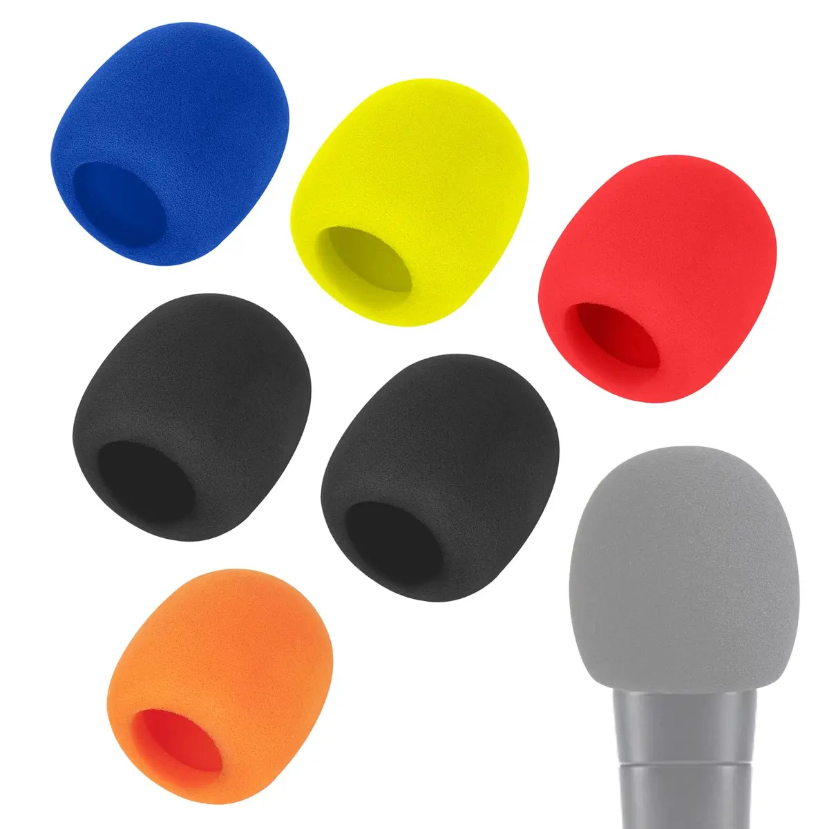 WIBOND 6 Pack Foam Mic Cover, Pop Filter Windscreen for Shure SM58, Multicolored | Reduces Wind Noise & Plosives - main product image