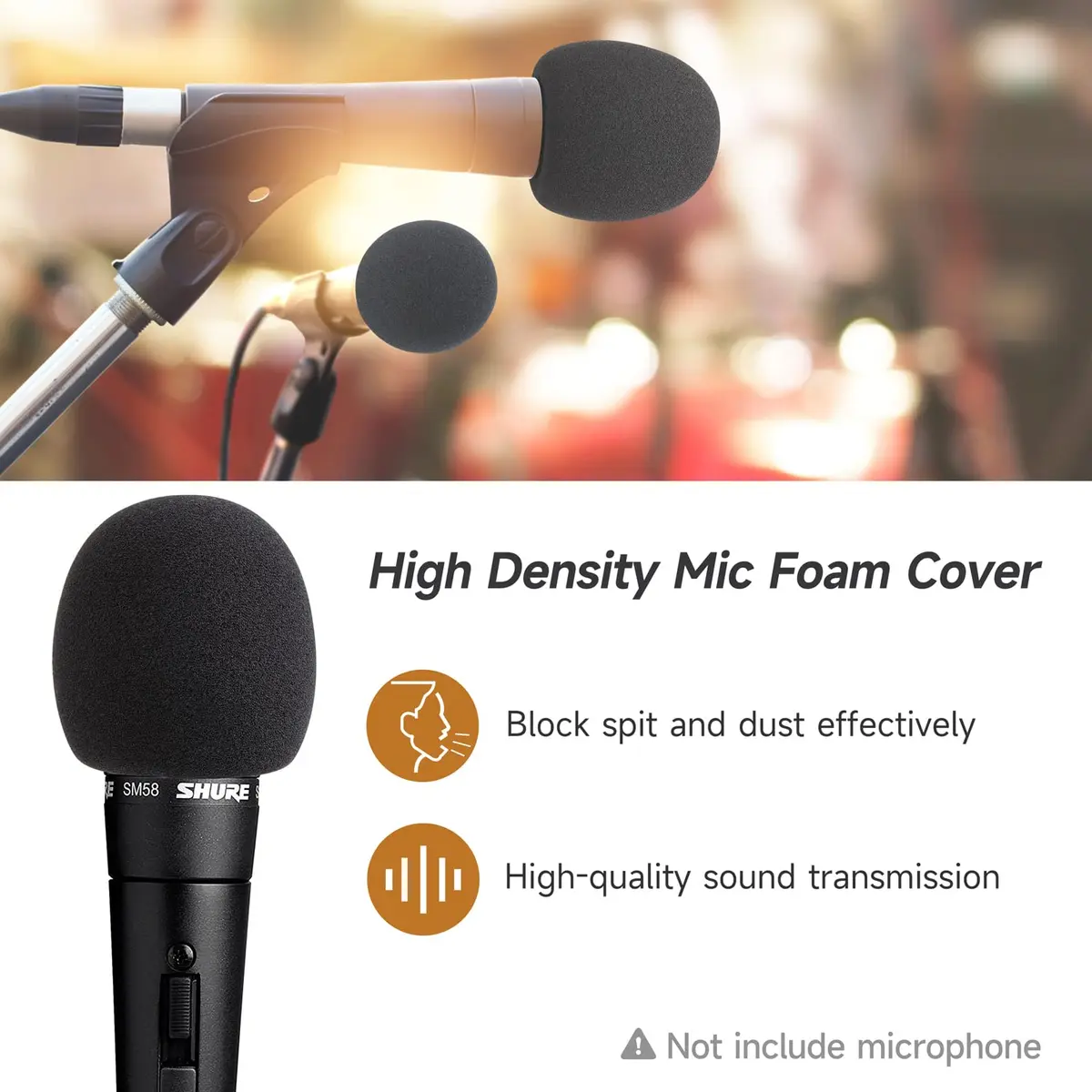 WIBOND 6 Pack Foam Mic Cover, Thick Handheld Windscreen for Shure SM58, 2.75 x 2.5 inches (Black) - view 5