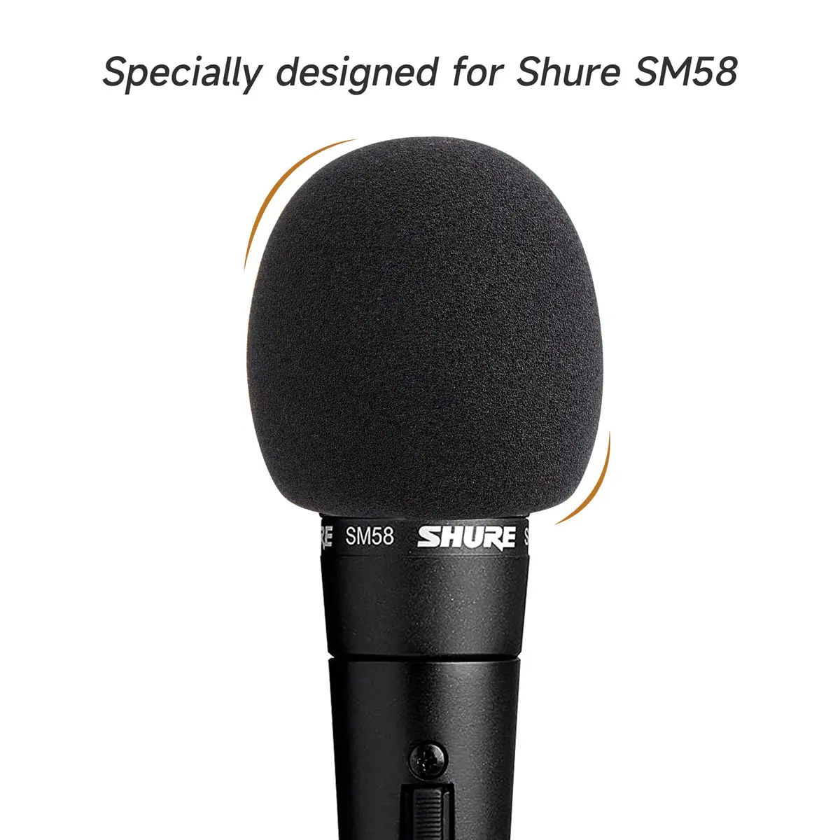 WIBOND 6 Pack Foam Mic Cover, Thick Handheld Windscreen for Shure SM58, 2.75 x 2.5 inches (Black) - view 3
