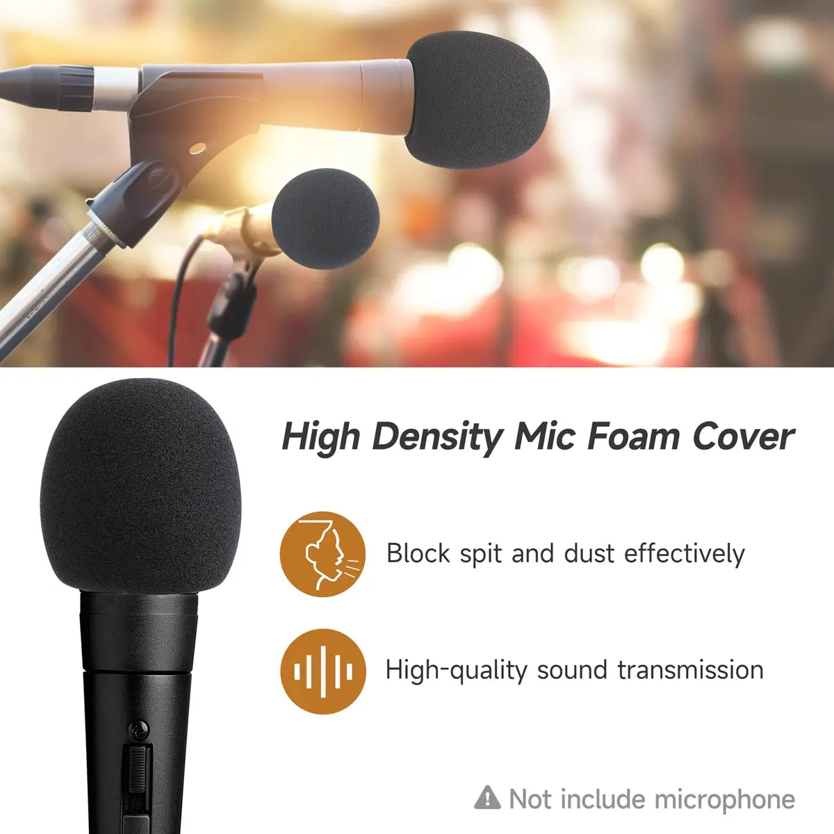 WIBOND Foam Mic Cover for Shure SM58, 2-Pack Black | Reduces Wind Noise & Plosives - view 5
