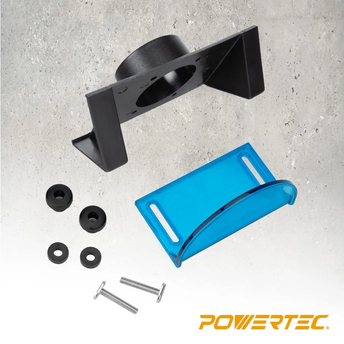 POWERTEC Router Table Bit Guard Kit with Dust Port | 2.5” ID x 6.5” Adapter, Black - view 2