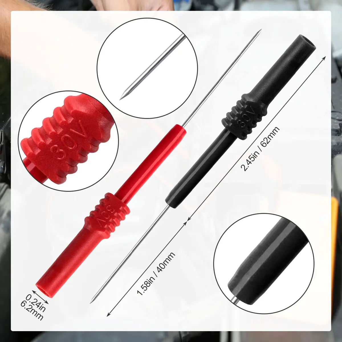 OIIKI 4 PCS Flexible Back Probe Pins | Bendable PVC Test Probes for Automotive & Electrical Testing - view 2