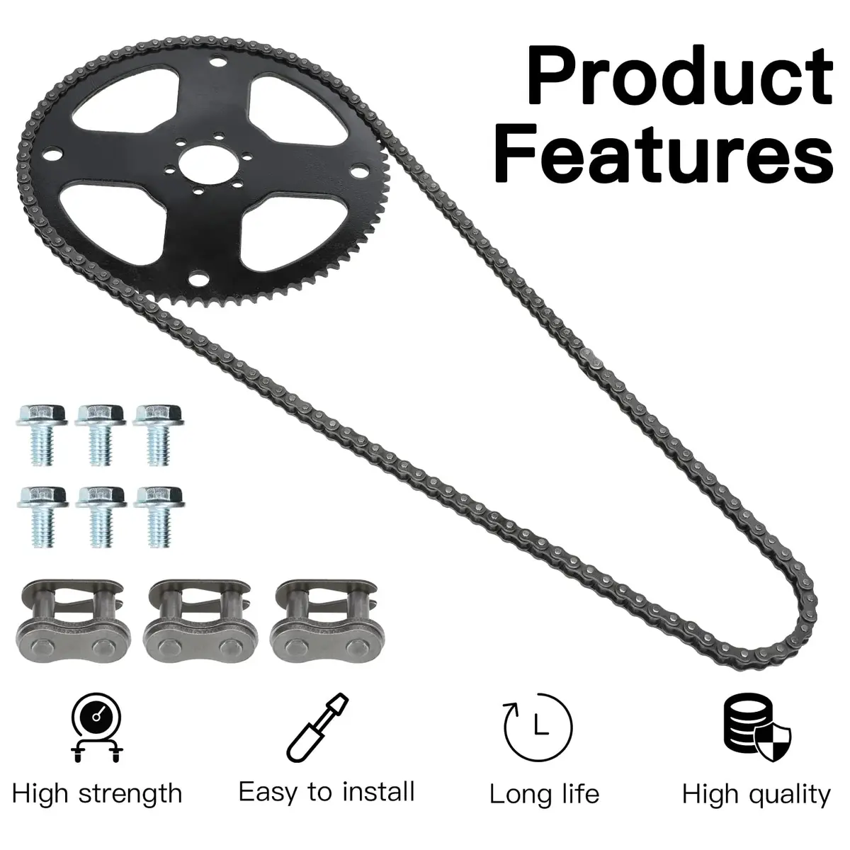 YOXUFA 75 Tooth Sprocket with 35 Drive Chain 140 Links | Suitable for Mini Bikes & Go Karts - view 8