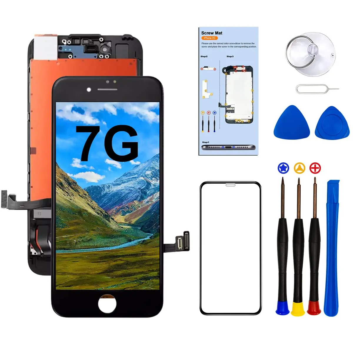 SIMDOG Black LCD Display Screen Replacement for iPhone 7 (4.7-inch) with Repair Tools | Incell Technology - main product image