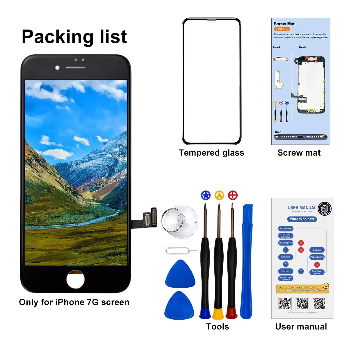SIMDOG Black LCD Display Screen Replacement for iPhone 7 (4.7-inch) with Repair Tools | Incell Technology - view 8