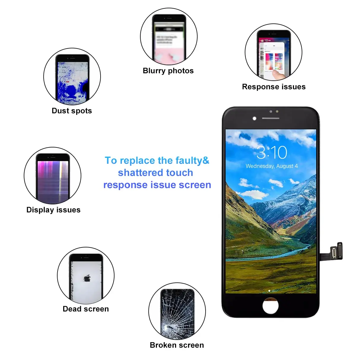 SIMDOG Black LCD Display Screen Replacement for iPhone 7 (4.7-inch) with Repair Tools | Incell Technology - view 2