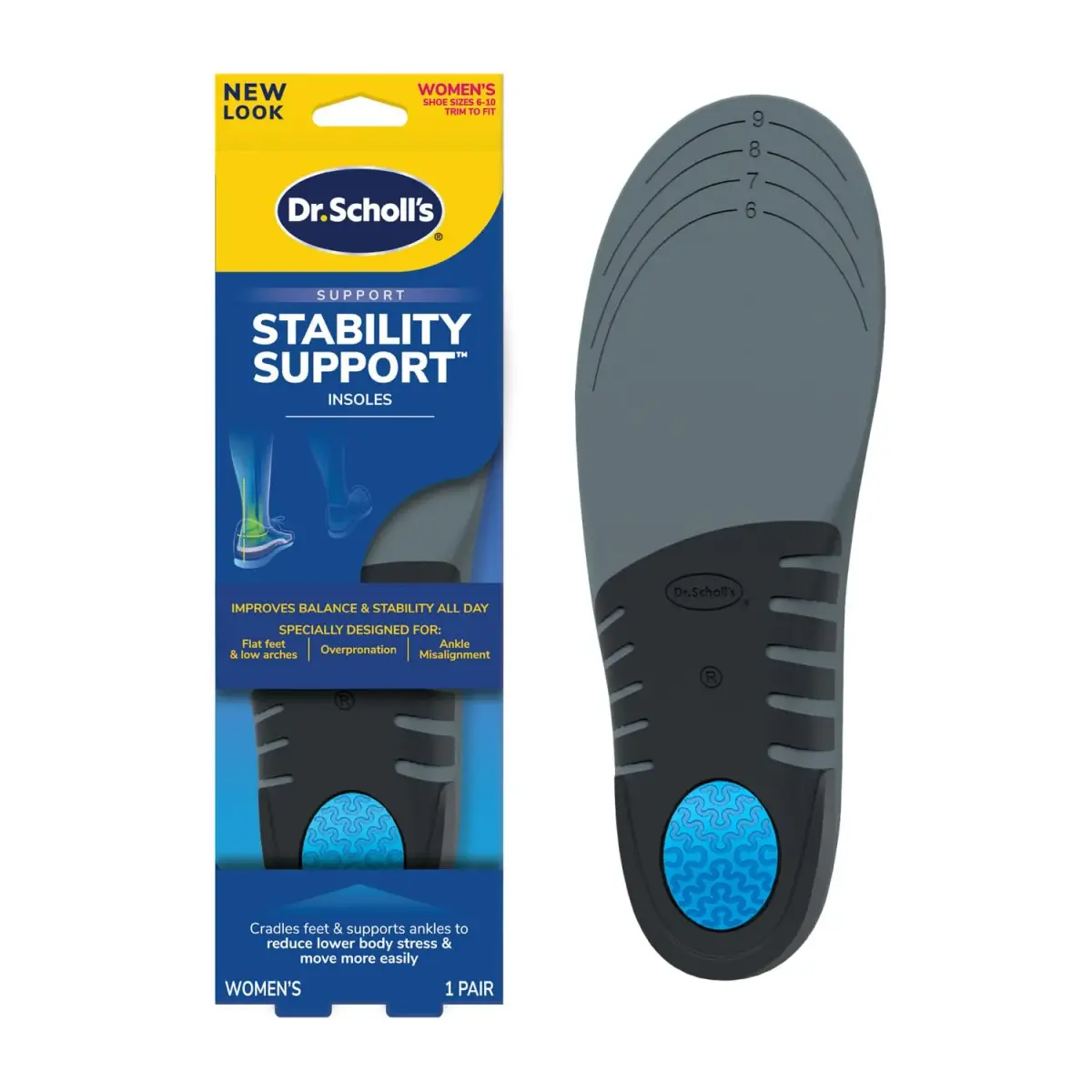 Dr. Scholl's Stability Support Insoles for Women, Size 6-10 (170g / 5.9oz) | FDA Approved Arch Support - main product image