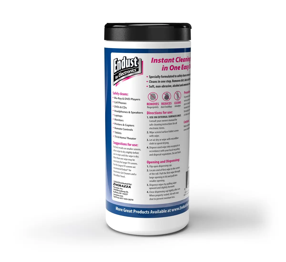 Norazza Surface Cleaning Wipes 140 Count | Alcohol & Ammonia Free Screen & Electronics Cleaner - view 2