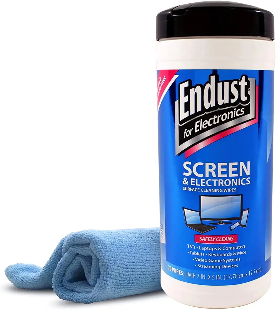 Norazza Endust For Electronics Screen & Surface Cleaning Wipes, 70 Wipes & Microfiber Towel | Alcohol & Ammonia Free - main product image