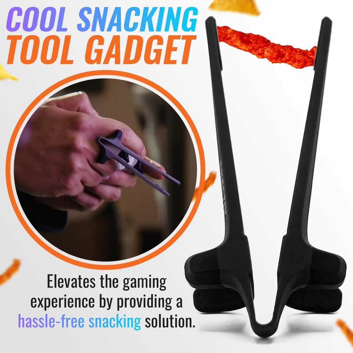 SNACTIV PRO Finger Chopsticks for Gamers - Black, 1 Unit | Mess-Free Snacking Solution - view 3