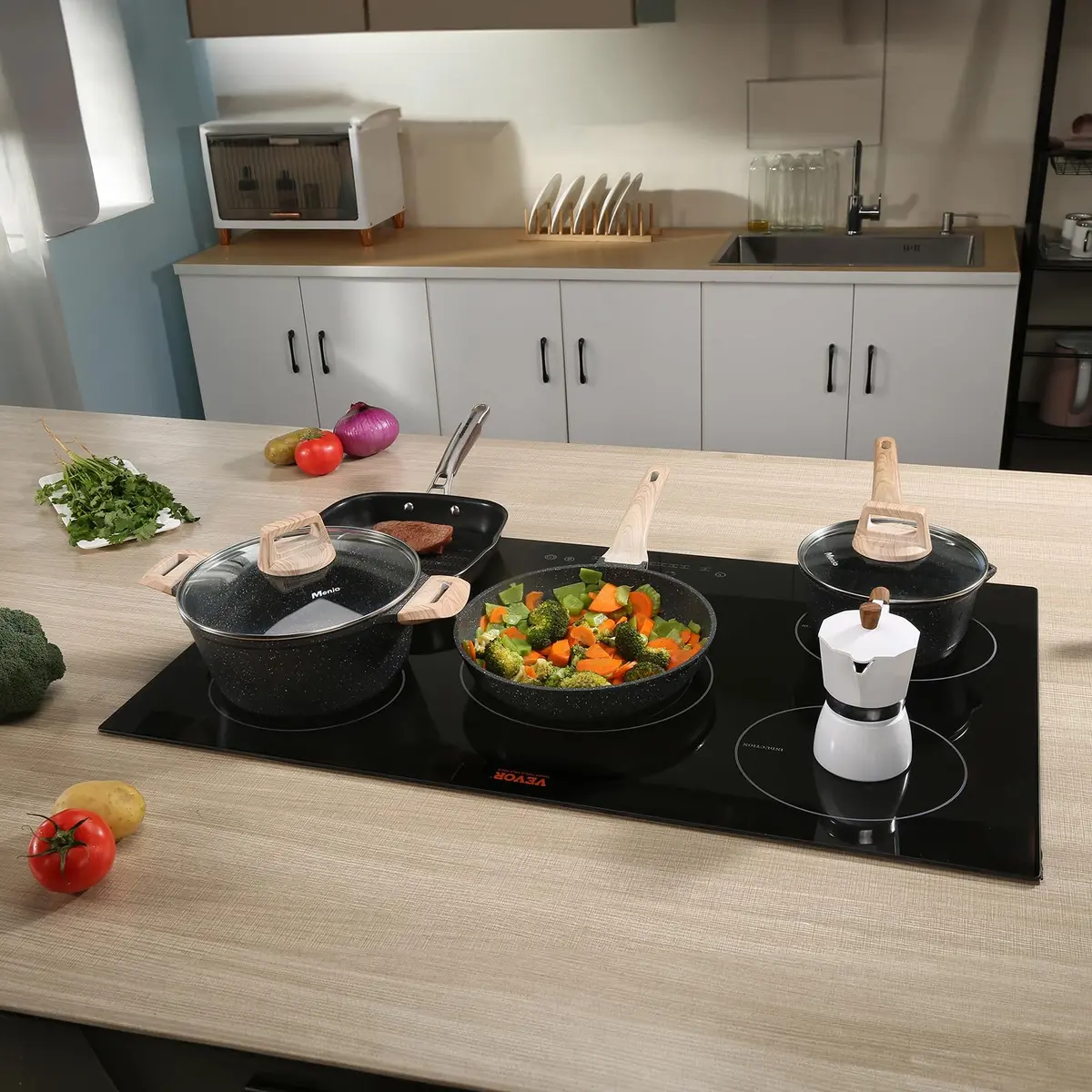VEVOR 30 Inch 5 Burner Induction Cooktop 9000W 240V | Built-in Ceramic Glass with Sensor Touch Controls - view 7