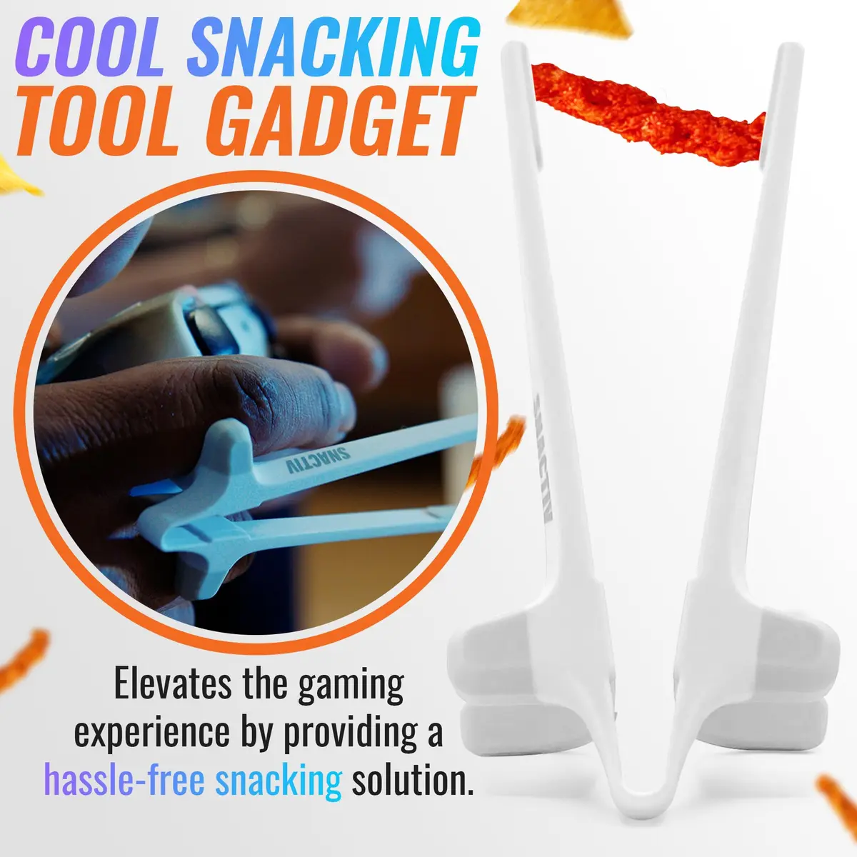 SNACTIV PRO Finger Chopsticks for Gamers - White, 10 inches (25.4 cm) | Mess-Free Snacking Solution for Gaming - view 3