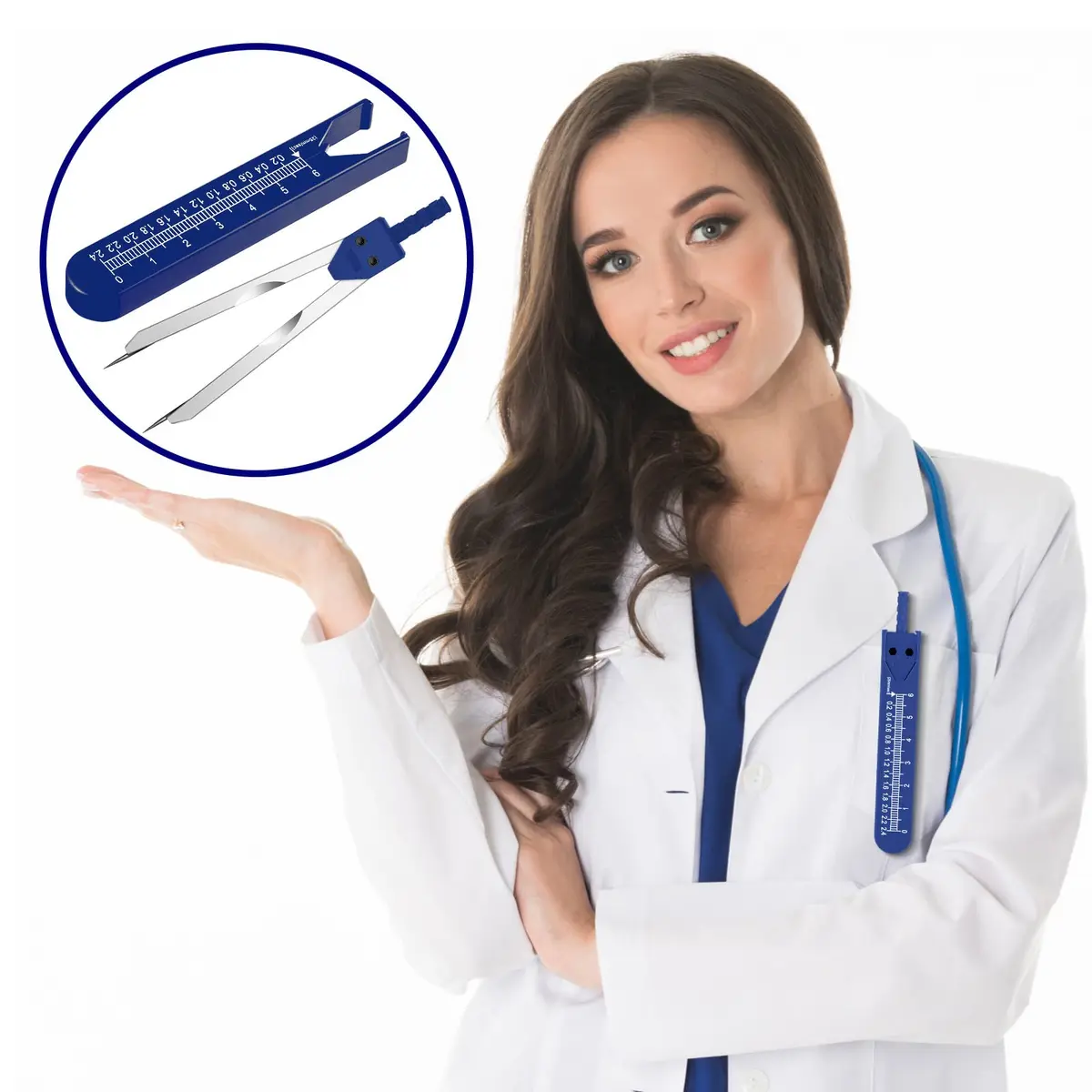 Frienda Blue EKG Calipers with Ruler | 18 cm (7.05 Inch) Stainless Steel Medical Tool - view 6