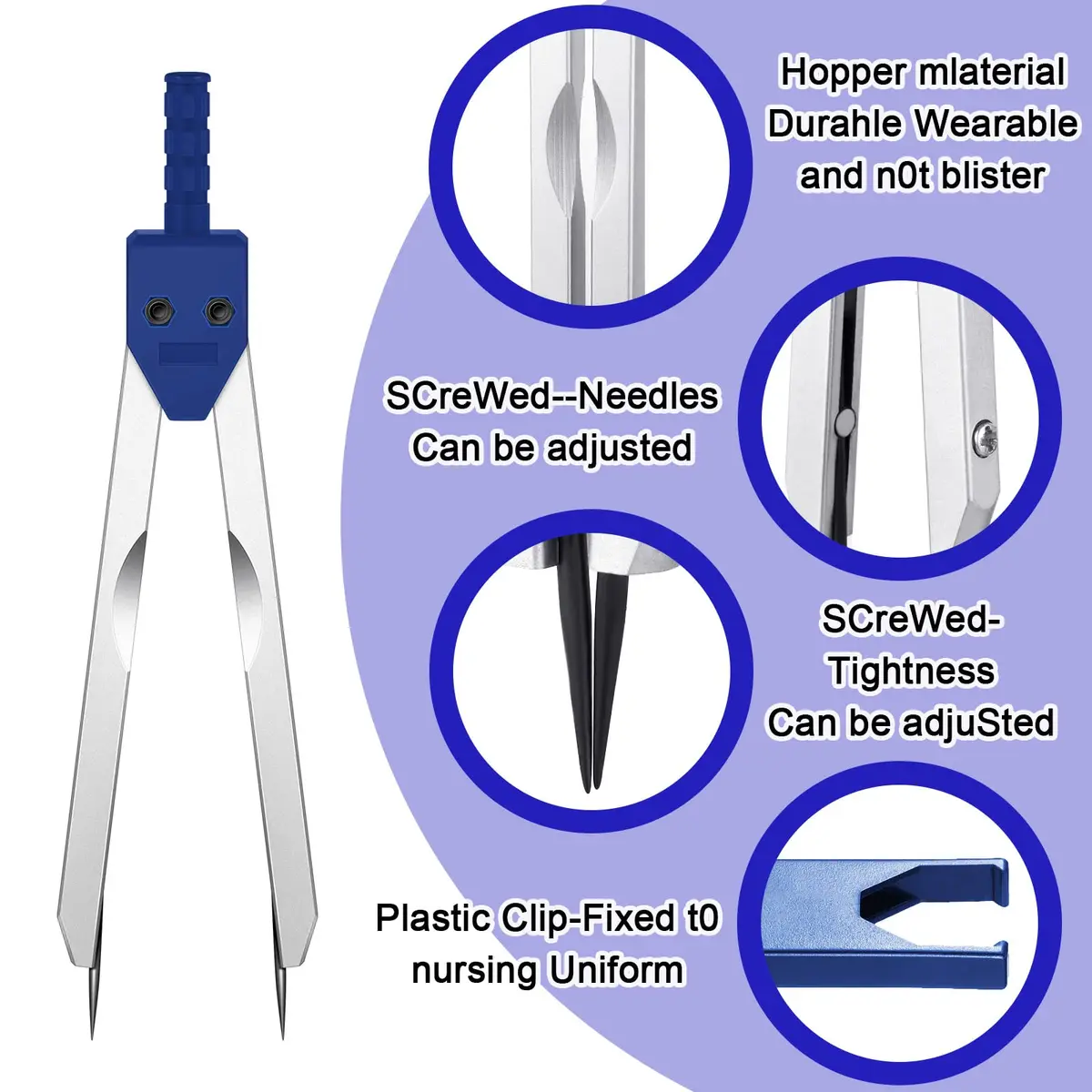 Frienda Blue EKG Calipers with Ruler | 18 cm (7.05 Inch) Stainless Steel Medical Tool - view 3