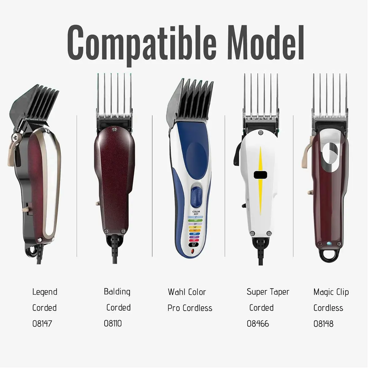 AFANSO Mega Hair Clipper Guards 8pcs Gray 32mm-76mm (1.25-3 Inch) | Precision Hair Cutting Guide Combs for Home Barbers - view 6