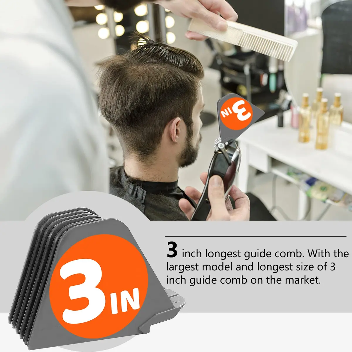 AFANSO Mega Hair Clipper Guards 8pcs Gray 32mm-76mm (1.25-3 Inch) | Precision Hair Cutting Guide Combs for Home Barbers - view 3