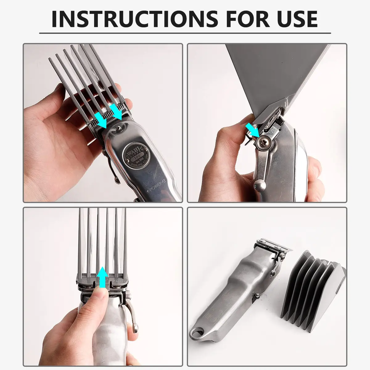 AFANSO Mega Hair Clipper Guards 8pcs Gray 32mm-76mm (1.25-3 Inch) | Precision Hair Cutting Guide Combs for Home Barbers - view 4
