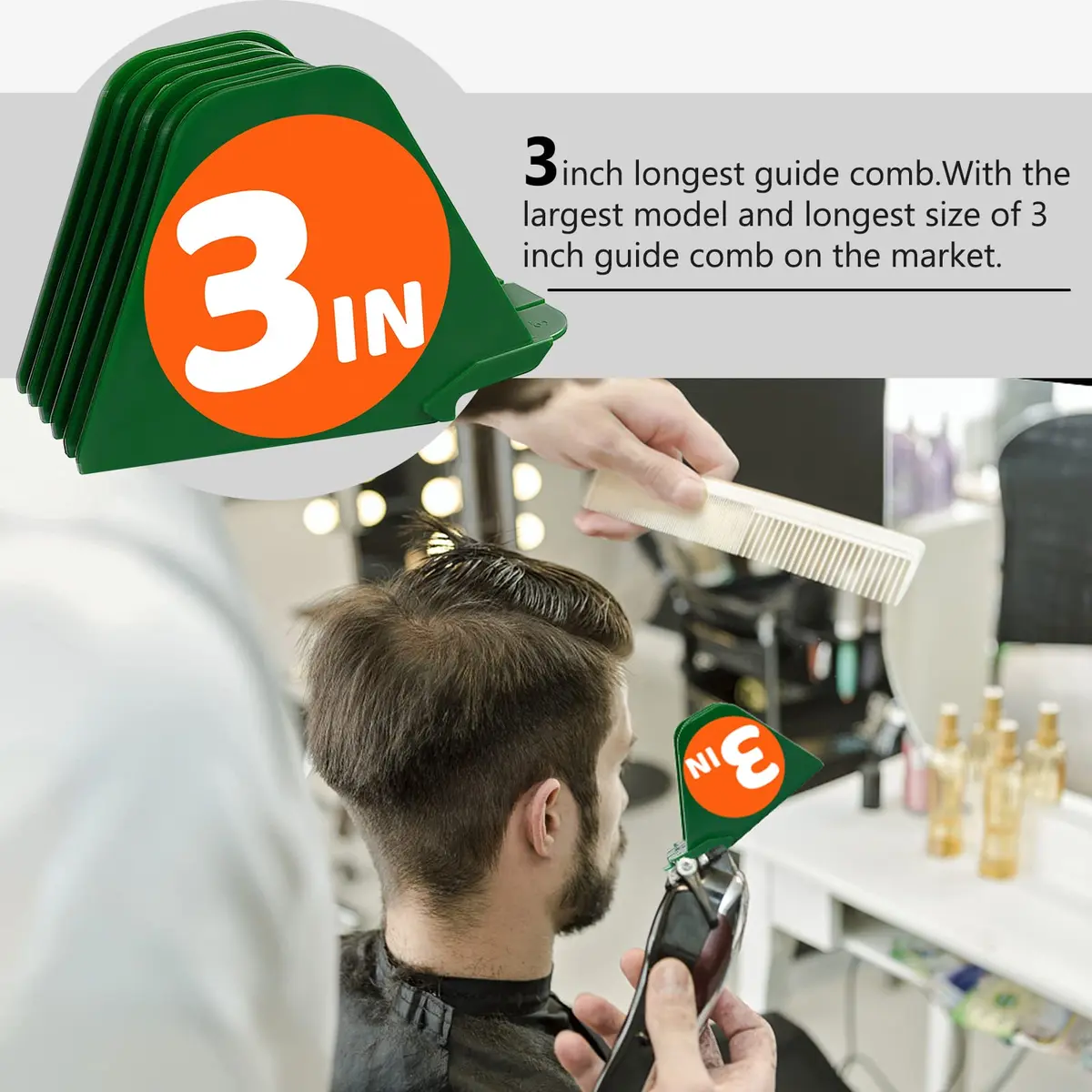 AFANSO Green 8pcs 3 Inch Hair Clipper Guards Set | Extra Long Cut for Wahl Full Size Clippers - view 3