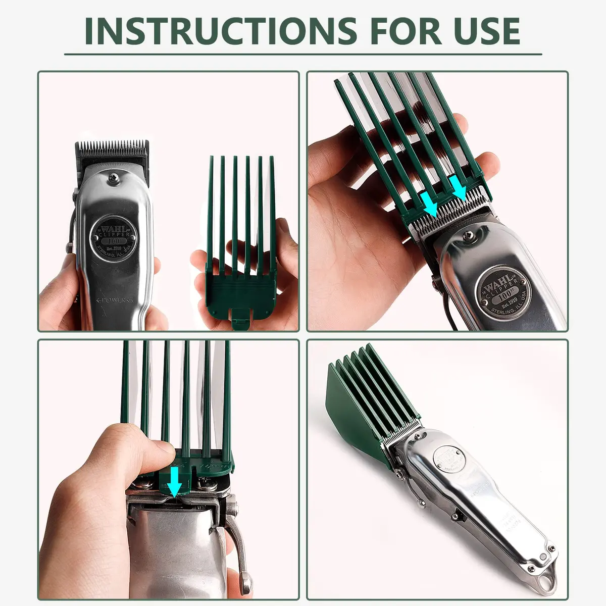 AFANSO Green 8pcs 3 Inch Hair Clipper Guards Set | Extra Long Cut for Wahl Full Size Clippers - view 4