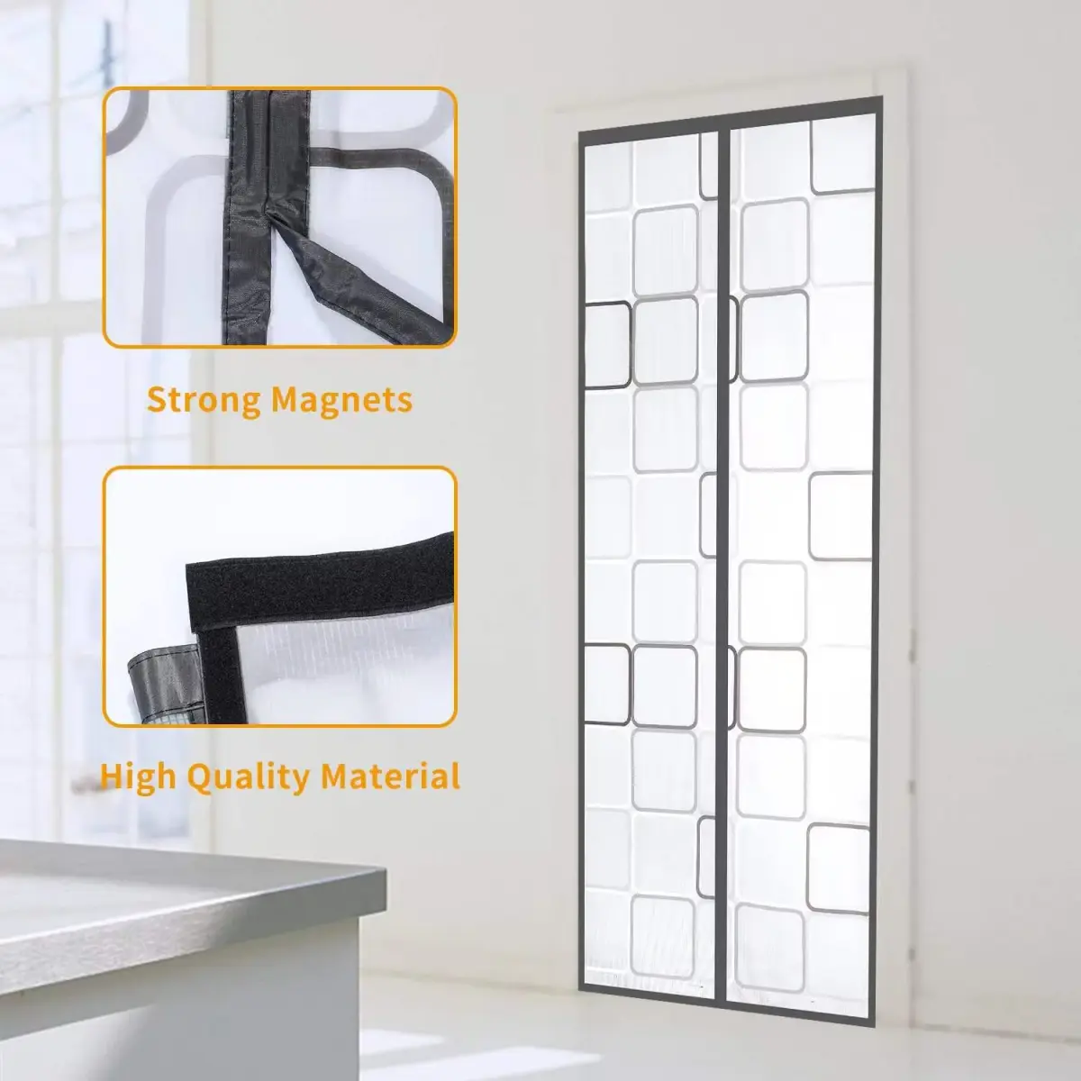 Alyseldy Magnetic Thermal Door Curtain 36" x 82" | Energy Saving Insulation for AC Rooms - view 7