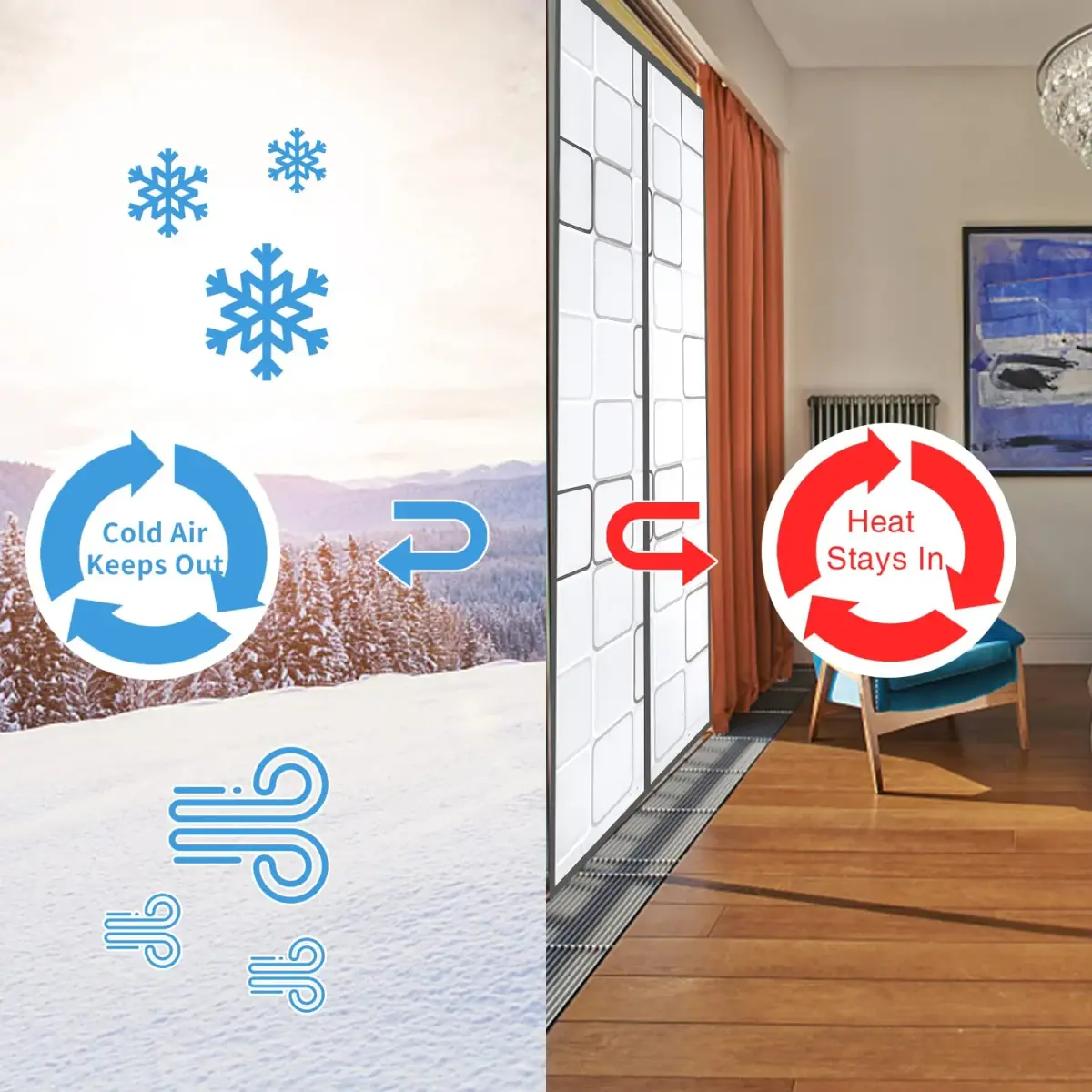 Alyseldy Magnetic Thermal Door Curtain 36" x 82" | Energy Saving Insulation for AC Rooms - view 2