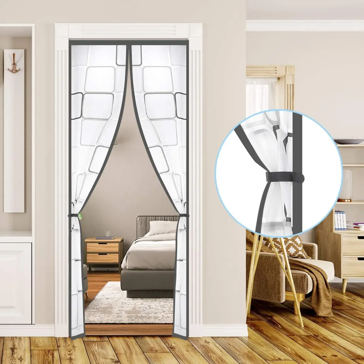 Alyseldy Magnetic Thermal Door Curtain 36" x 82" | Energy Saving Insulation for AC Rooms - view 3